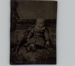 Antique 1800&#39;s Tin Type Photo Young Girl With Legs Crossed - £11.87 GBP