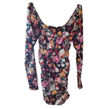 Wild Fable Floral Long Sleeve Velvet Ruched Dress - Small - £7.66 GBP