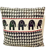 Elephant Square Decorative Pillow 17 x 17 Black and White With Red Trim - $22.50