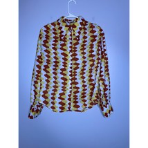 1970s Yellow Brown White Wiggle Stripe Maximalist Disco Dagger Collar Sh... - $43.80 CAD