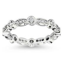 2.50Ct Round Cut Diamond Eternity Wedding Band Ring 14k White Gold Finish - £70.60 GBP