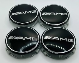 Set of 4Pcs - Mercedes Benz AMG Wheel Centre Hub Cap Black - 75MM - C E ... - $8.79