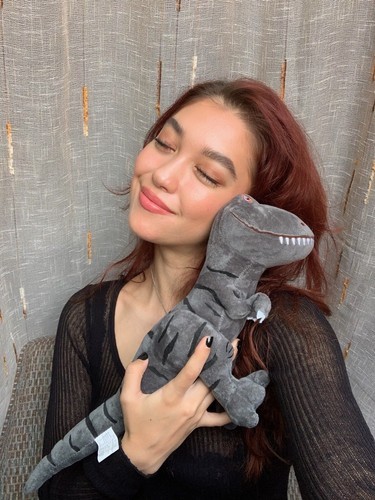 Plush Gray Dinosaur Toy – Stuffed Dino for Kids 18"x9" – Soft Animal Gift Y22 Item image 13