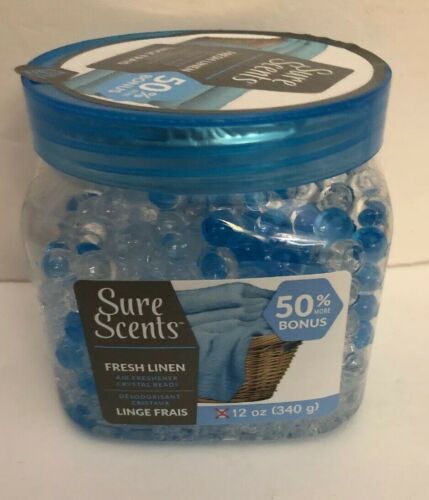 AIR FRESHENER☆CRYSTAL BEADS☆FRESH LINEN☆ 12 ounces By Sure Scents-RARE-S... - $14.73