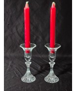 Vintage MIKASA 6.25&quot; Clear THE RITZ Crystal Dinner Candle Holders - Pair... - $13.18