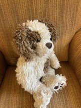 Build A Bear Dog Plush Shaggy Fur Tan Spotted Stuffed Animal Toy 16&quot; Brown Eyes - £9.49 GBP