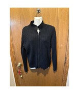 Large Crystal Kobe black patterned zip up Sweater vintage skating - £11.18 GBP