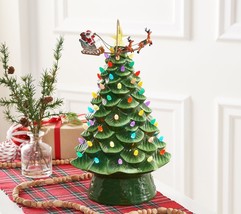 Mr. Christmas 16&quot; Animated Ceramic Nostalgic Tree - Black Santa in Green - £100.66 GBP