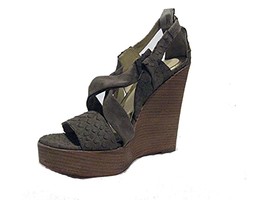 Be&amp;d By Maison Dumain Fisher Wedge Taupe Women Chocolate Brown Strap Open Toe Sh - £35.47 GBP