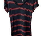 Heart Hips  T shirt Black S Women Striped Cap Sleeve V Neck Fitted - £4.16 GBP
