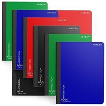 Arteza Composition Books, Wide Ruled, 100 Sheets, Pack of 8 in 4 Colors, 9.75x7. - $27.71