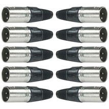 10 Pcs Xlr 3 Pin Male Mic Microphone Audio Cable Connector Mount Adapter... - £30.89 GBP