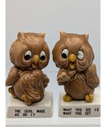 2 Vintage Norcrest Ceramic Owls Mid Century Japan Fun Play Collection Fi... - £18.22 GBP