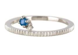 New Bony Levy 18K White Gold Diamond Sapphire Charm Ring 6.5 Luxury Gift - £118.63 GBP