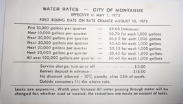 Vintage Water Rates City of Montague Postcard 1972 - $37.88 MXN