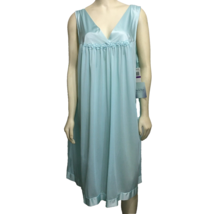 Vanity Fair 2X Blue Azure Mist Sleeveless Sheer Satin Nightgown Vintage NEW - £34.09 GBP