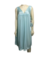 Vanity Fair 2X Blue Azure Mist Sleeveless Sheer Satin Nightgown Vintage NEW - £34.11 GBP