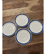 4 Gibson Housewares Cobalt Blue Ribbed Rim China Saucers 6.5” - $19.14 CAD
