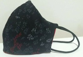 BLACK/RED Linen Premium Fabric Face Mask》Reversible, 2-in-1》Washable, Reusable - £9.29 GBP
