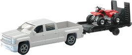New Ray Toys 1:43 Scale Truck and Trailer w/ ATV Toy Replica White Chevy... - £13.55 GBP