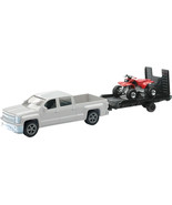 New Ray Toys 1:43 Scale Truck and Trailer w/ ATV Toy Replica White Chevy... - £13.39 GBP