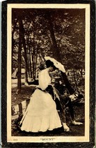 Vtg Postcard 1905 Embossed Faux Wood Border &quot;Mount&quot; Woman Riding Soldier - £6.61 GBP