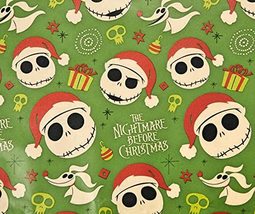 1 Roll The Nightmare before Christmas Green Gridline Gift Wrapping Paper... - £19.72 GBP