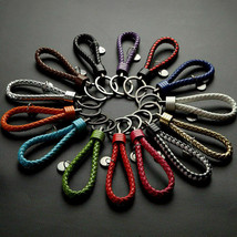 Braided PU Leather Keychain Rope Bag Pendant Key Chain Holder Car Men Women Gift - £7.06 GBP