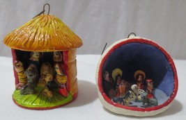 2 Vintage Nativity Diorama Christmas Ornament Made in Peru - £19.98 GBP