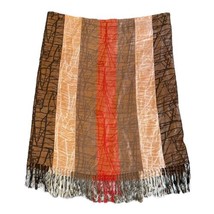 Large Warm Colors Fringed Fall Women’s Striped Acrylic Scarf Wrap Shawl 27.75x75 - £18.76 GBP