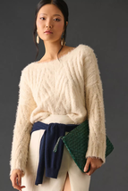 New By Anthropologie Eyelash Cable-Knit Sweater  $148 SMALL  Ivory  - $85.50