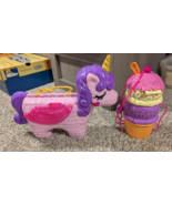 LOT OF 2 LARGE POLLY POCKET PLAYSETS UNICORN AND ICECREAM W/ ACCESSORIES... - $394.43 MXN