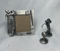 Fort &amp; Unmarked Golf Themed Pewter Golf On Tee Golfer Small Picture Frame - £23.93 GBP