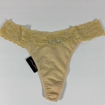 Knickers By Cinema Etoile Panty Womens  L Thong Beige Lace Trim - £18.18 GBP