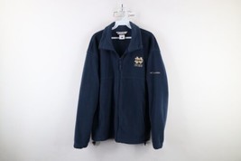 Vtg Columbia Mens Large Spell Out Notre Dame University Full Zip Fleece Jacket - £42.08 GBP