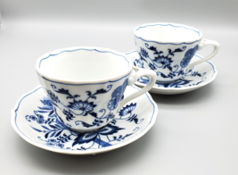 Vintage Blue Danube Japan Teacups Saucers 2 Sets Porcelain Blue Onion EUC Floral - £19.67 GBP