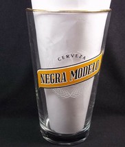 Pint beer glass Cervaza Negro Modela gold rim - $9.26