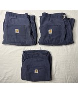 Carhartt Dungaree Fit Pants Men 34x32 Blue Canvas Carpenter Workwear 383... - $63.12 CAD