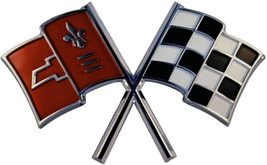 C2 Corvette Crossed Flag Nose Wall Emblem Large Metal Art 65-66 Full 28&quot;... - £58.97 GBP