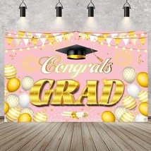 Graduation Photo Backdrop Party Decorations Class of Pink and Gold White (5x3ft) - £9.30 GBP