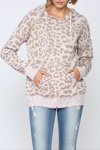 FATE DISTRESSED LEOPARD HOODED SWEATER Medium NWT New - $24.74