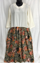 Vintage Periwinkle Size 16 Tan &amp; Floral Maxi Cottagecore Dress  3/4 Slee... - $16.14
