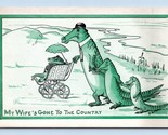 Comic Anthropomorphic Alligator Family Wige Gone to Country UNP DB Postc... - $14.80