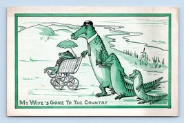 Comic Anthropomorphic Alligator Family Wige Gone to Country UNP DB Postcard Q10 - £11.64 GBP