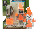 Minecraft Skeleton 3.25&quot; Figure with Flames and Bow &amp; Arrow Mint on Card - £15.62 GBP