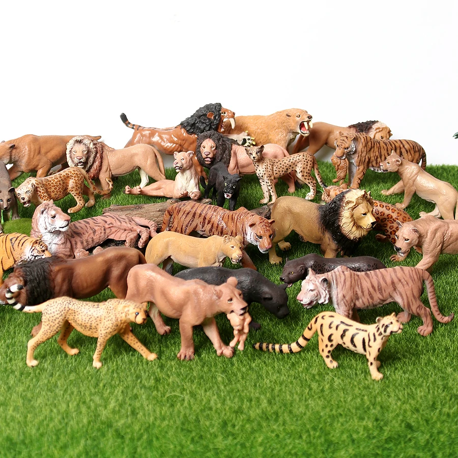 Realistic Jungle Animals Lions,Cheetah,panther,Toothed Tiger Model Figure - $12.75+