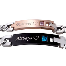 Couples Bracelets Forever; Always Stainless Steel Lobster Bracelet CB-01FA - £12.84 GBP