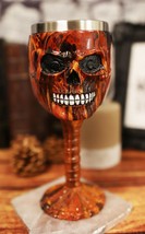 Ebros Inferno Fire Skull Face Wine Goblet Chalice Beverage Drinkware 7.25&quot;H - £19.23 GBP