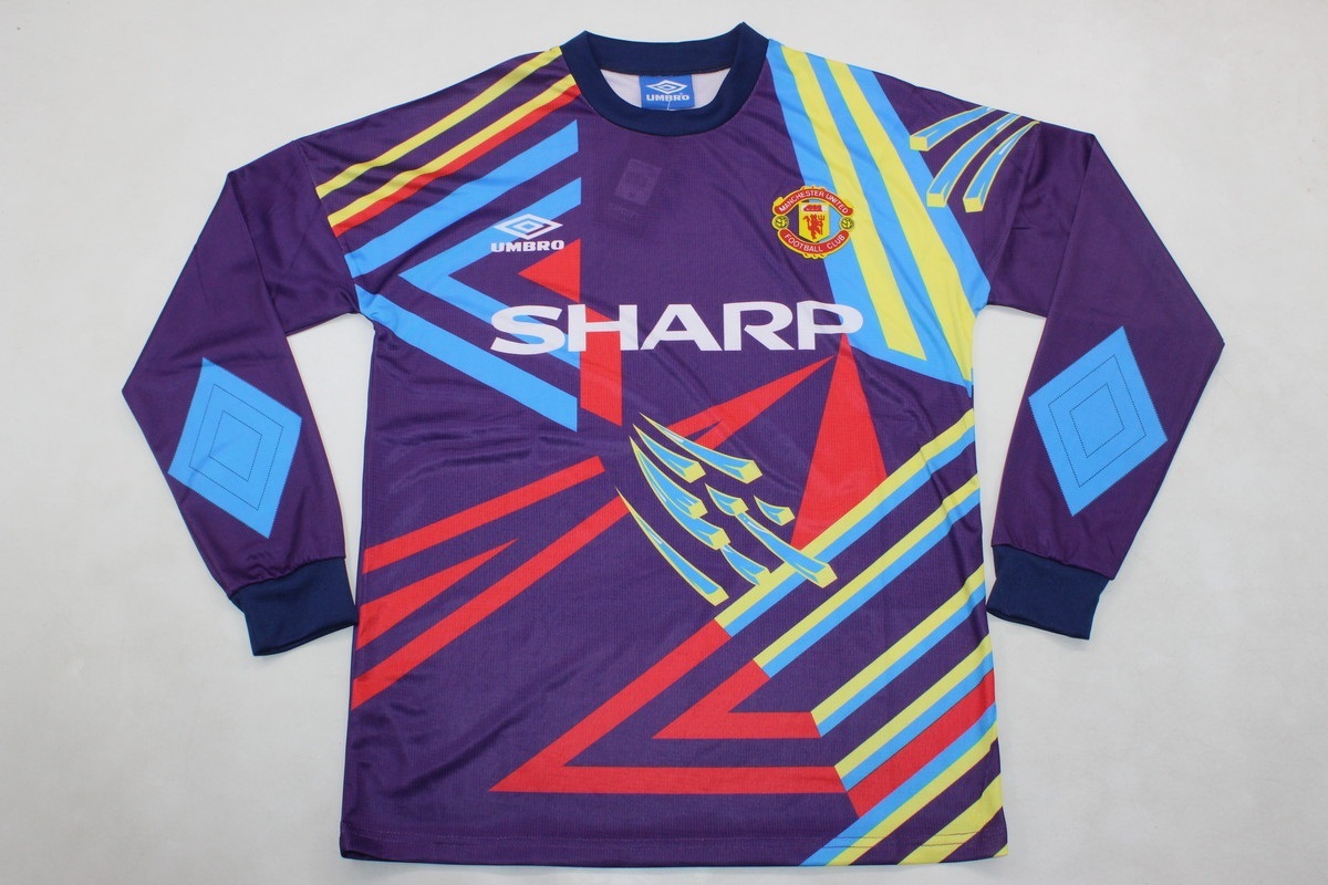 manchester united jersey 1992 1993 shirt GK long sleeve purple