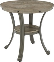 Powell Pewter Metal And Rustic Wood Side Table Franklin Dining - £188.06 GBP